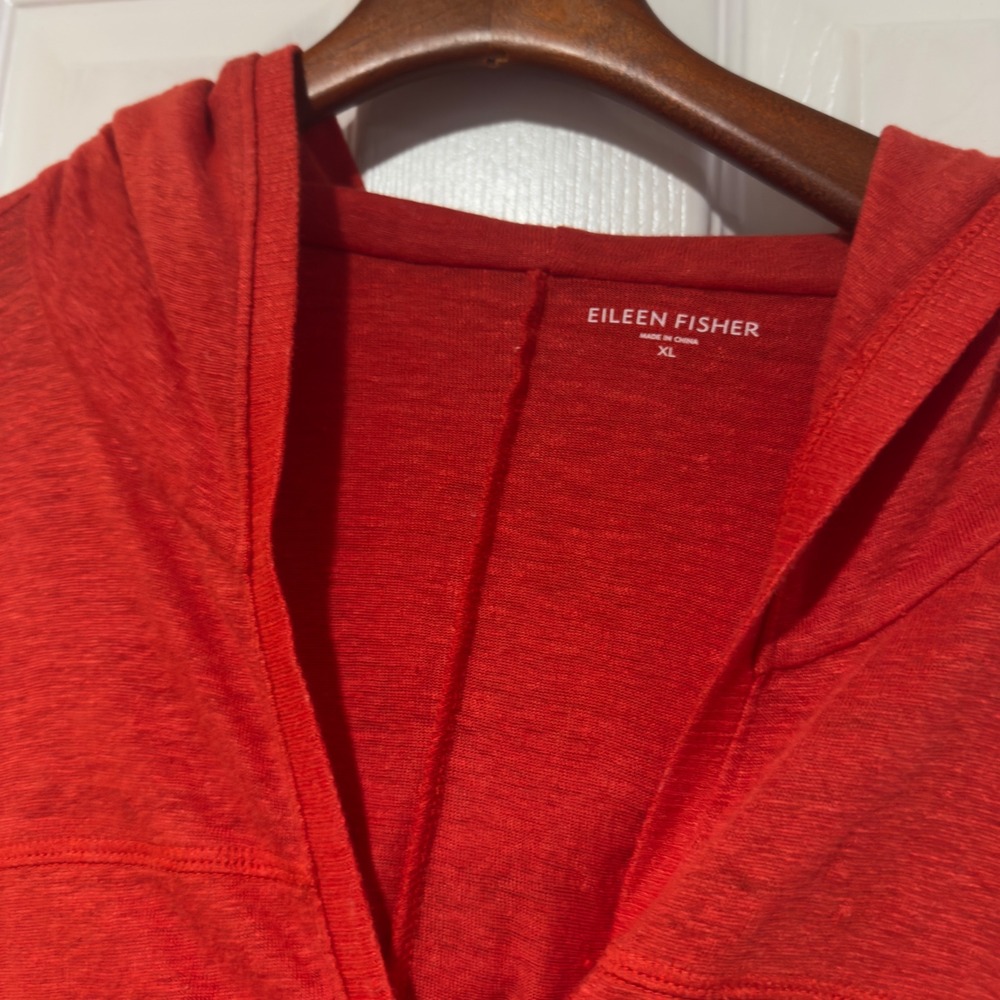 Eileen Fisher Firefly Orange Linen Jersey Hoodie XL - Picture 2 of 7